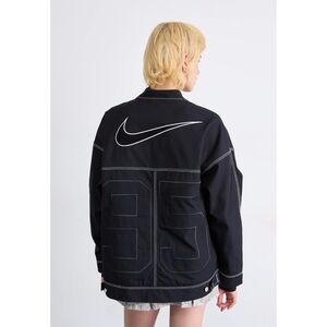 NWT Nike Women’s Black Canvas Utility Jacket Contrast Stitch Swoosh 95 Size XL